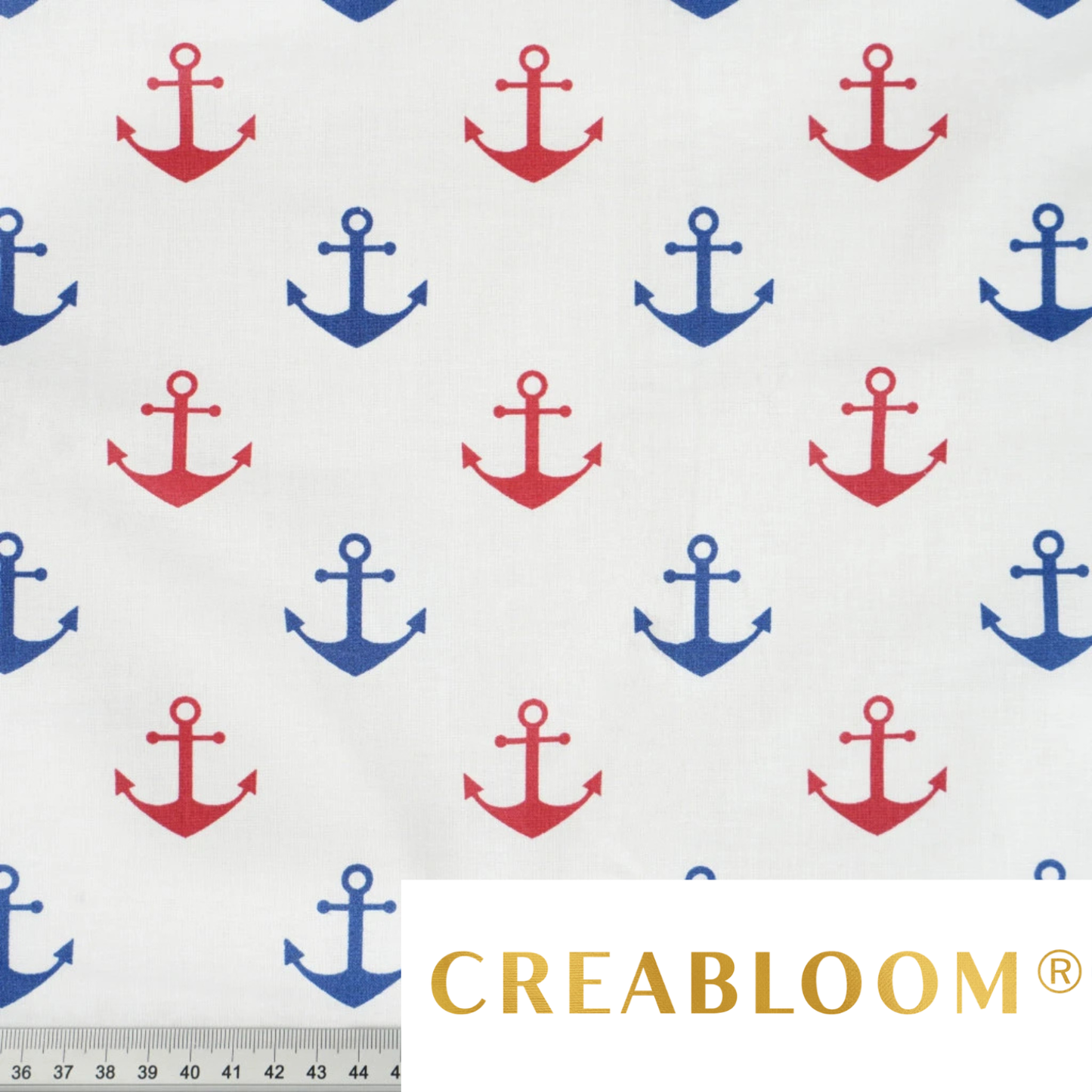Tela de algodón con estampado de ancla de barco