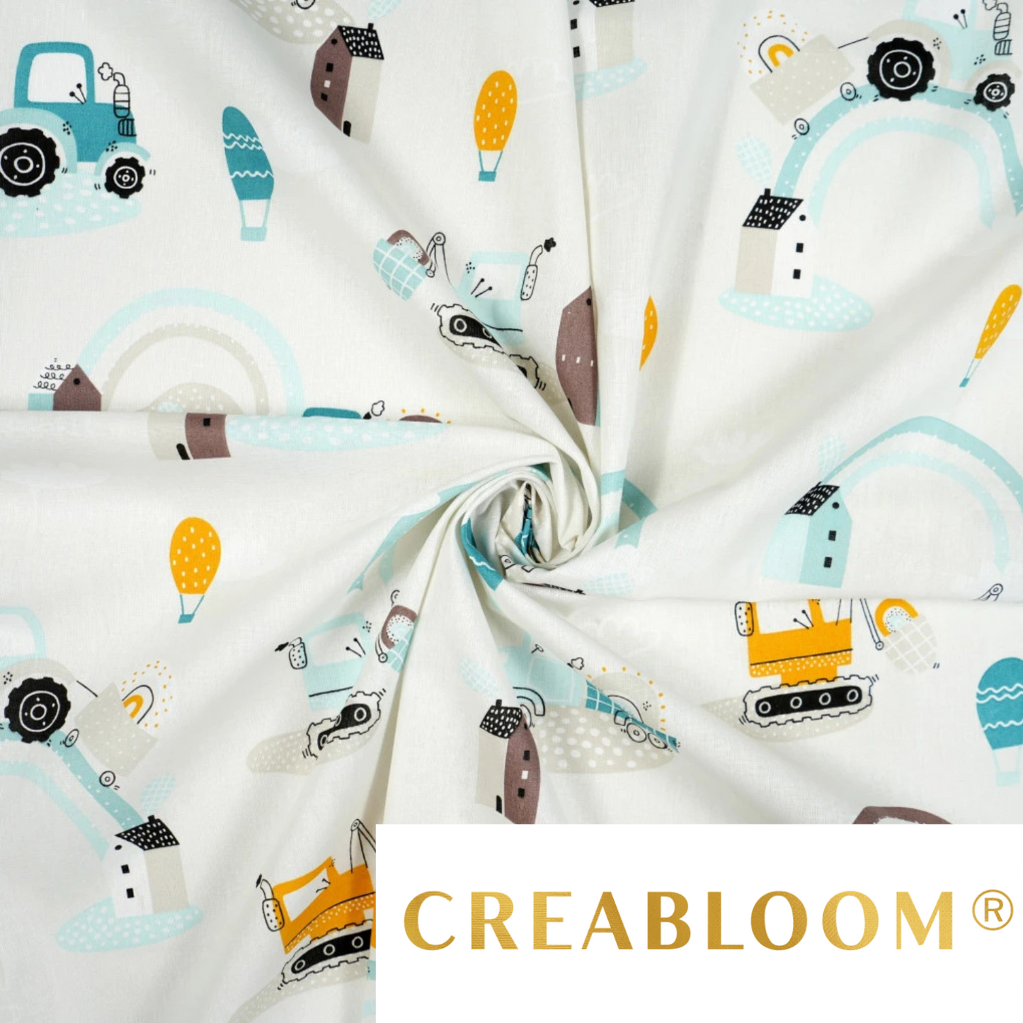 Tissu coton Motif véhicules chantier