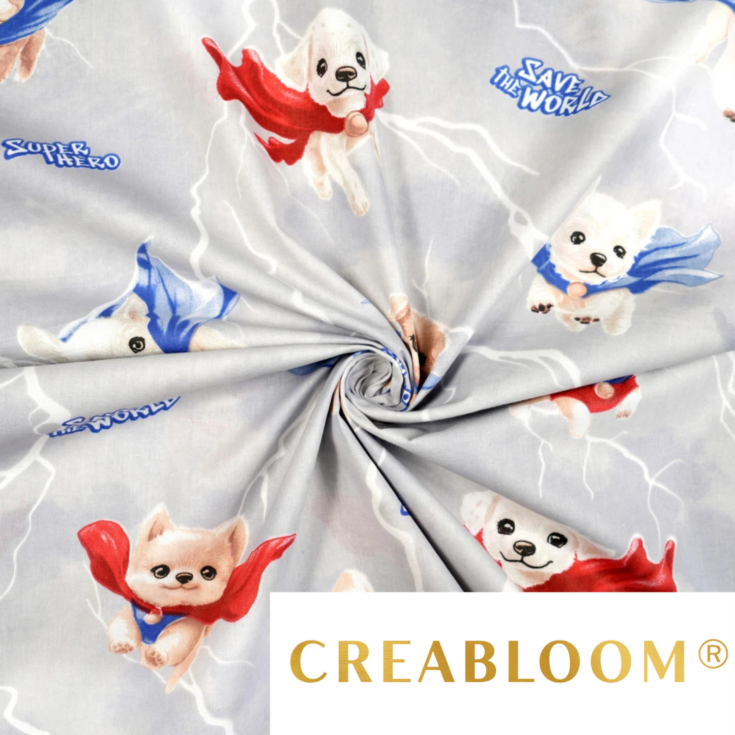 Tissu coton Motif chiens super-héros