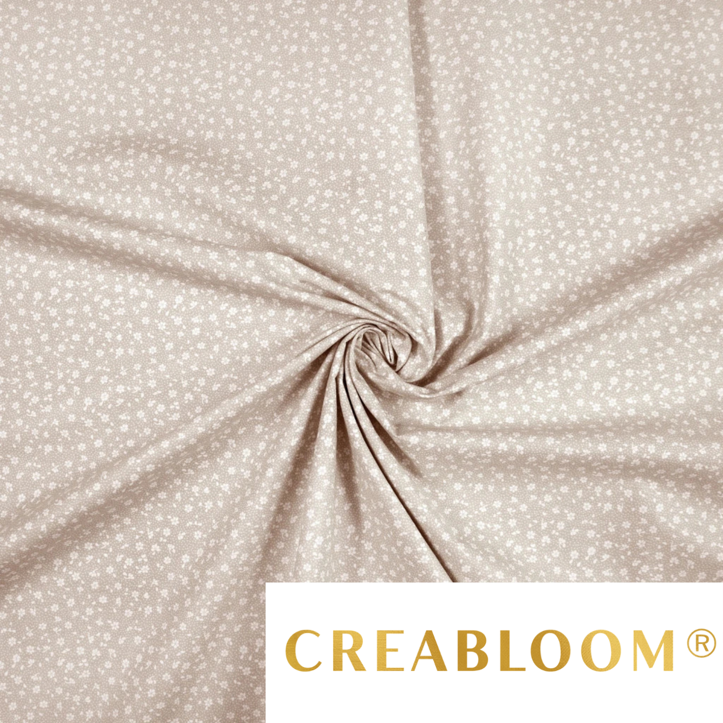Coupon de Tissu coton Motif fleurs beige - 40cm x 50cm