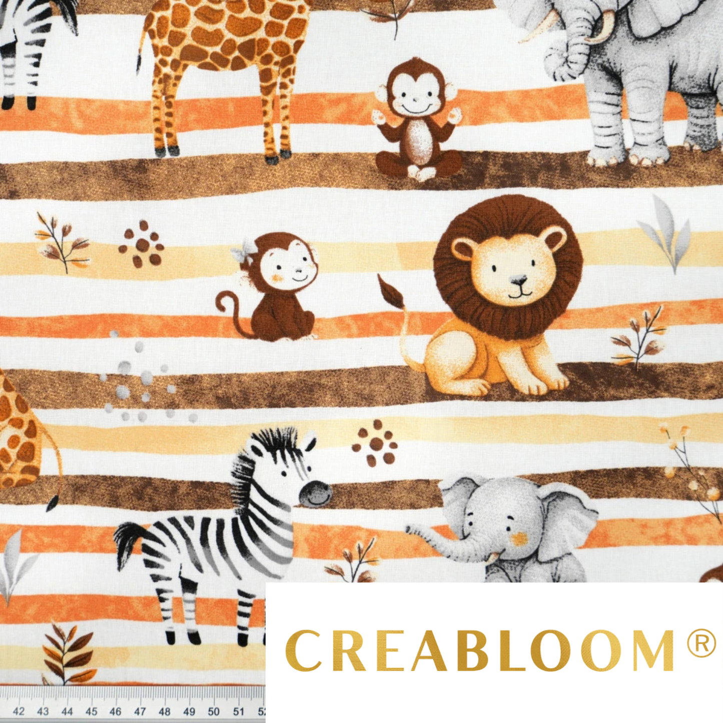 Coupon de Tissu coton Motif safari orange - 40cm x 50cm