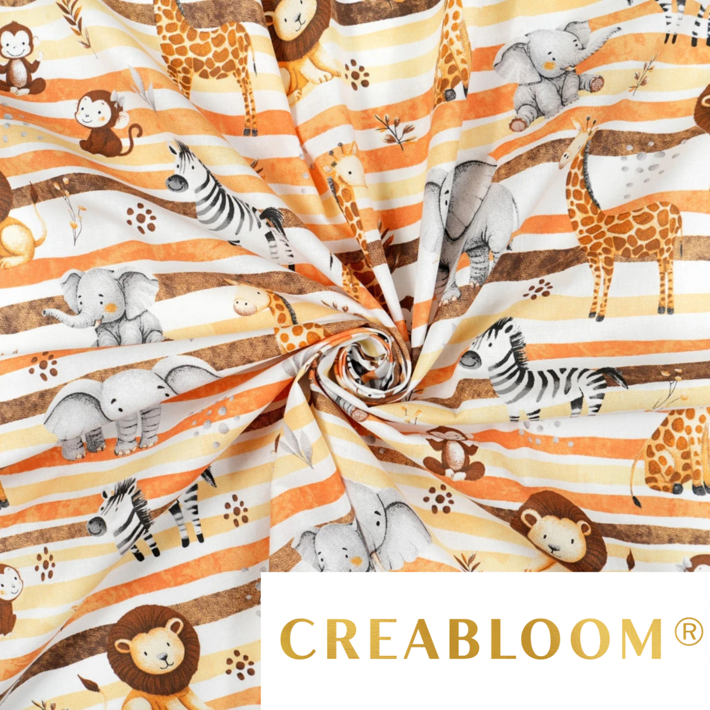 Coupon de Tissu coton Motif safari orange - 40cm x 50cm