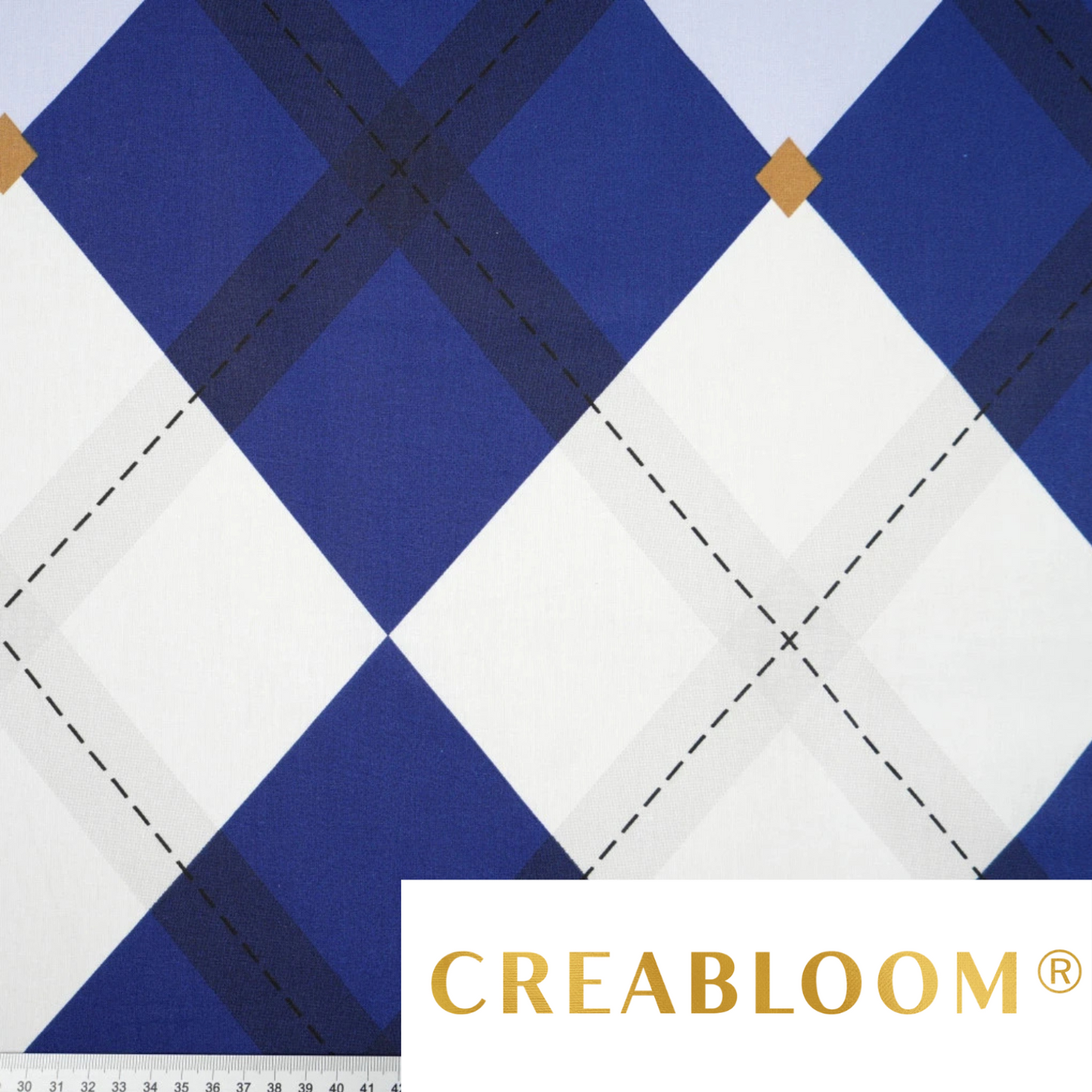 Tissu coton imprimé blanc et bleu