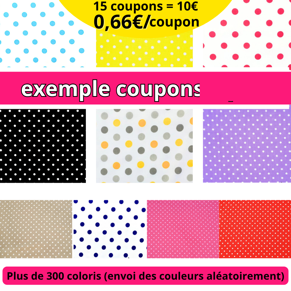 Lot SURPRISE de 15 coupons de 30cm x 30cm / imprimés variés