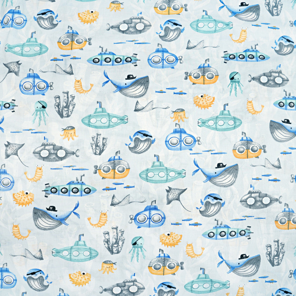 Coupon de Tissu coton Motif animaux de la mer - 40cm x 50cm