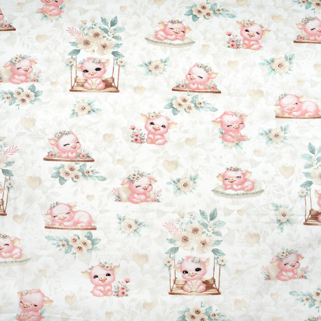 Tissu coton Motif cochons mignons