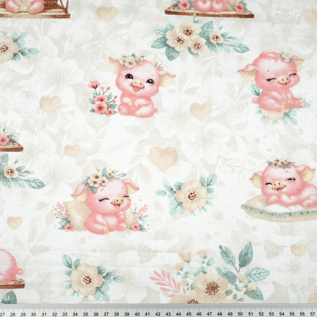 Tissu coton Motif cochons mignons