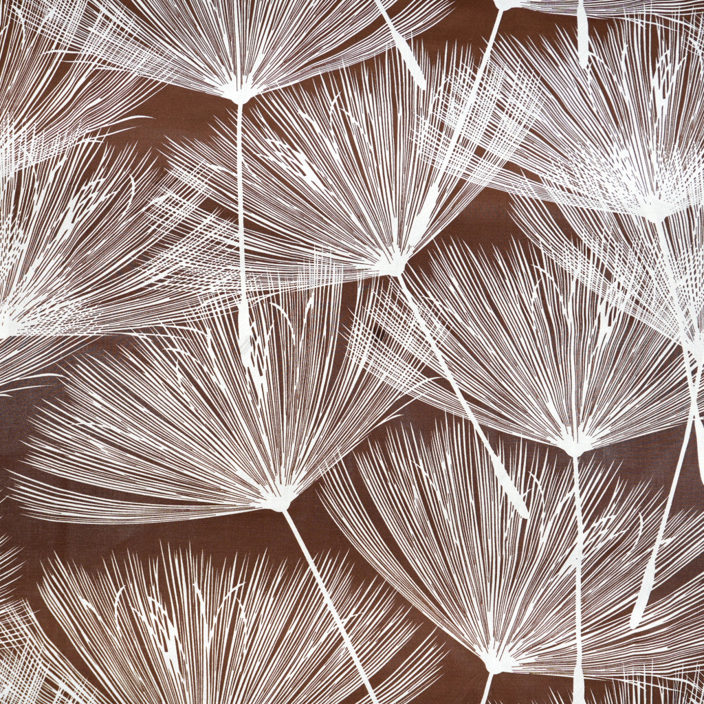 Tissu coton imprimé grands motifs pissenlits - marron