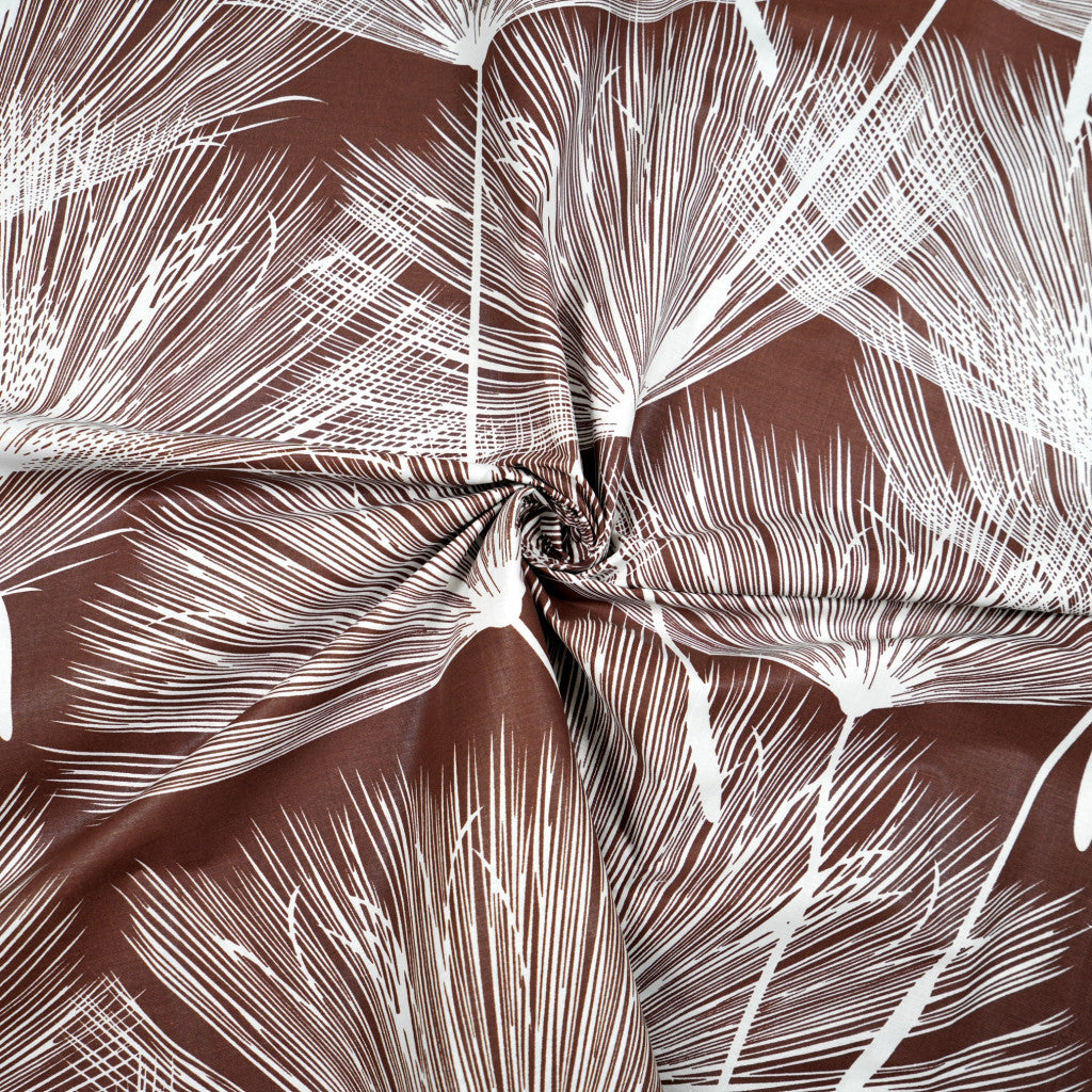 Tissu coton imprimé grands motifs pissenlits - marron