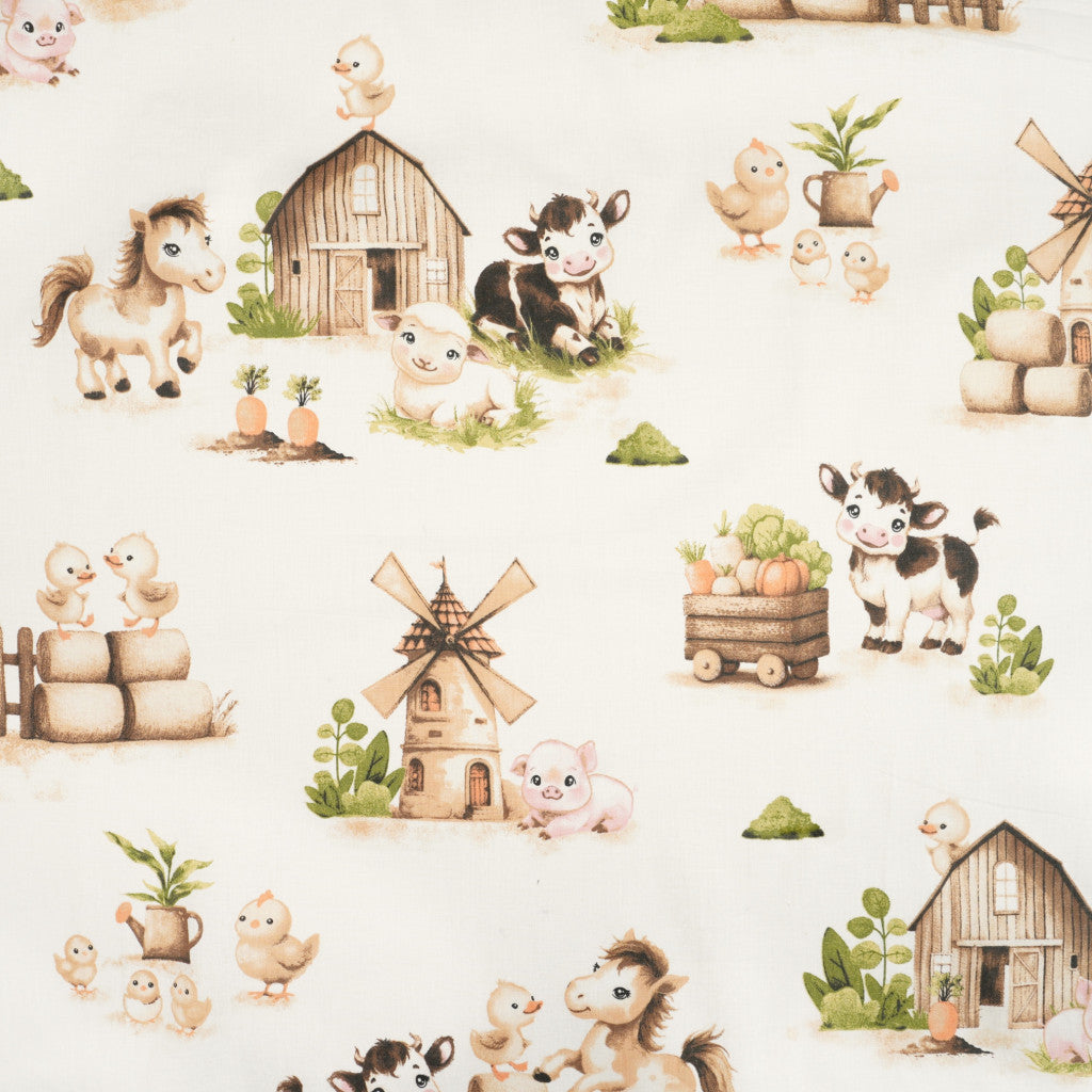 Tissu coton Motif animaux de la ferme