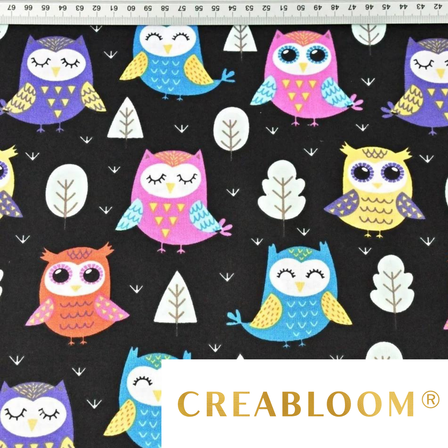 Tissu Coton Motifs Hiboux