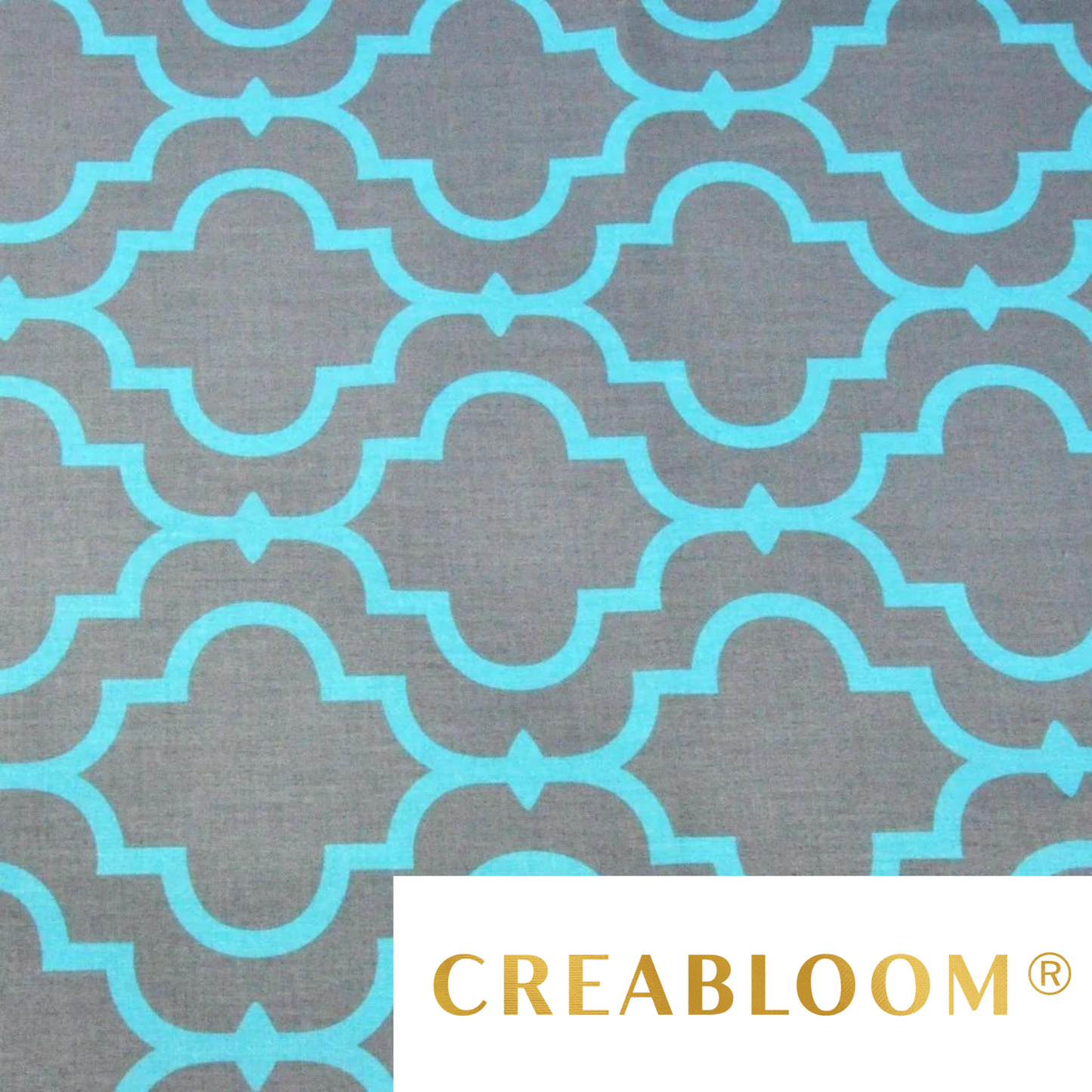 Tissu Coton Imprimé Turquoise Et Gris