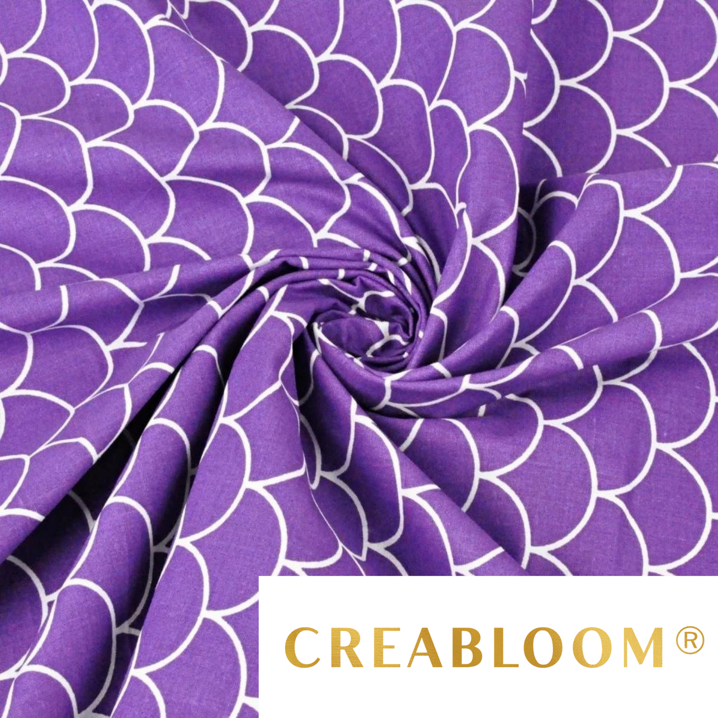 Tissu Coton Imprimé Blanc Et Violet