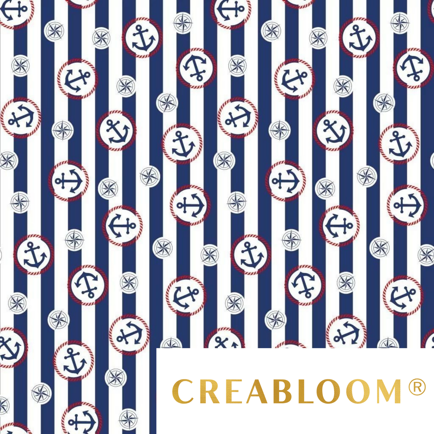 Tissu Coton Motif Ancre Bateau