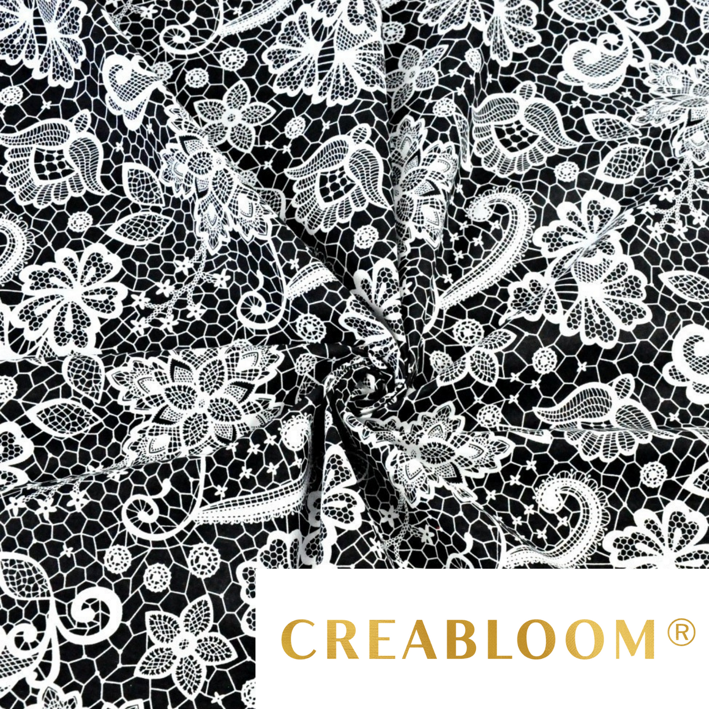 Tissu Coton Motif Fleurs Effet Dentelle
