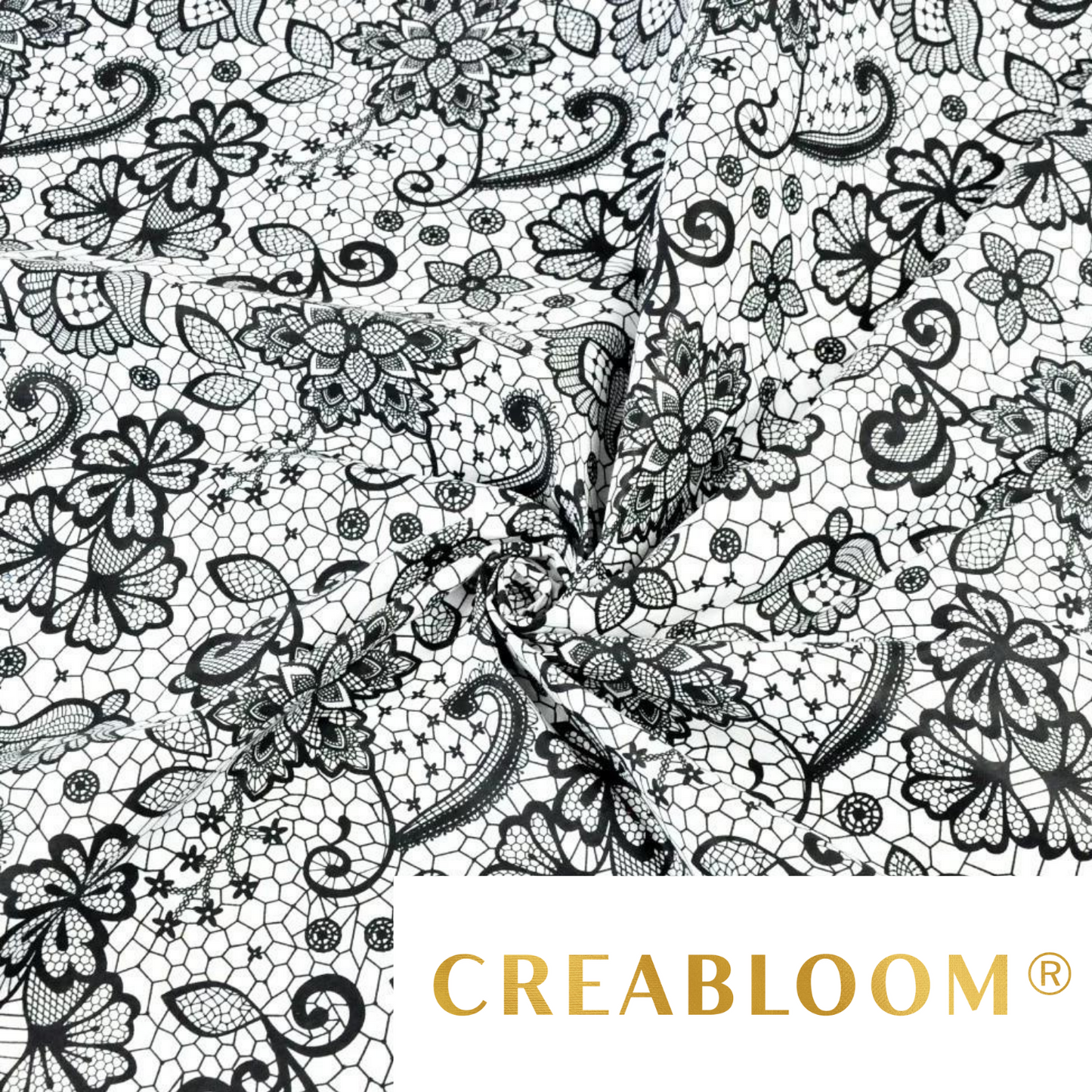 Tissu Coton Motif Fleurs Effet Dentelle