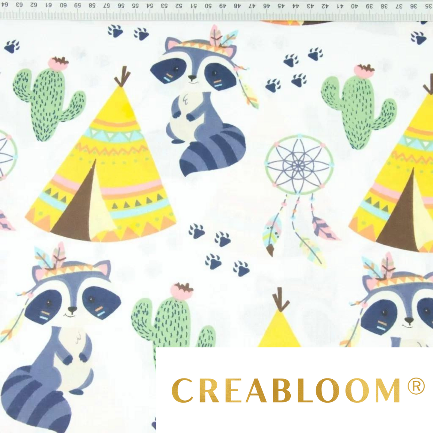 Tissu Coton Motif Raton Laveur