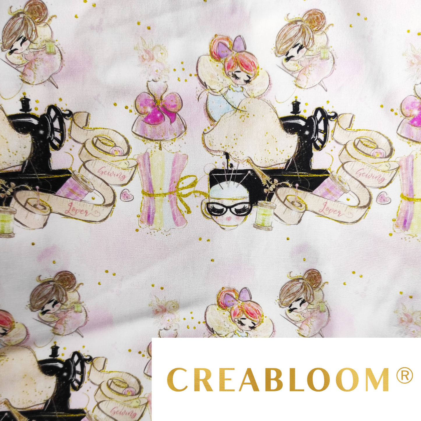 Tissu Coton Motif Couturière