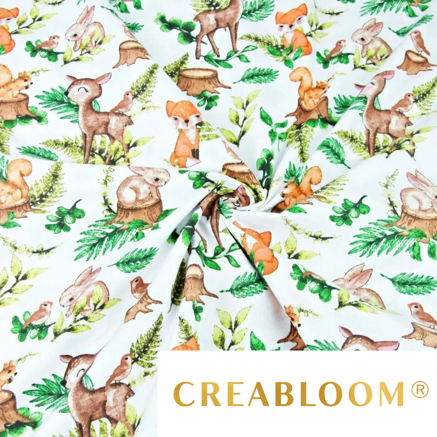 Tissu Coton Motif Animaux Dans La Forêt