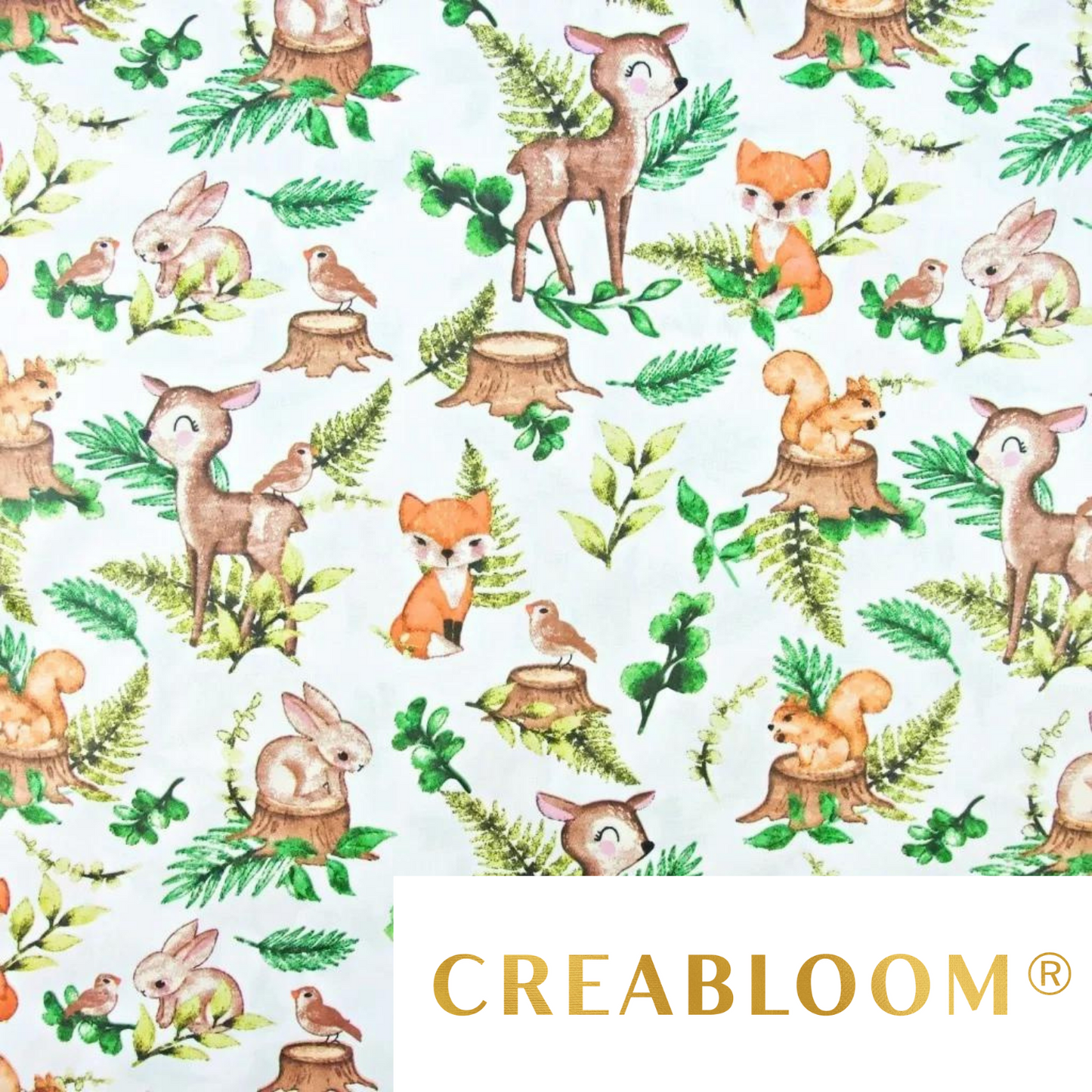 Tissu Coton Motif Animaux Dans La Forêt