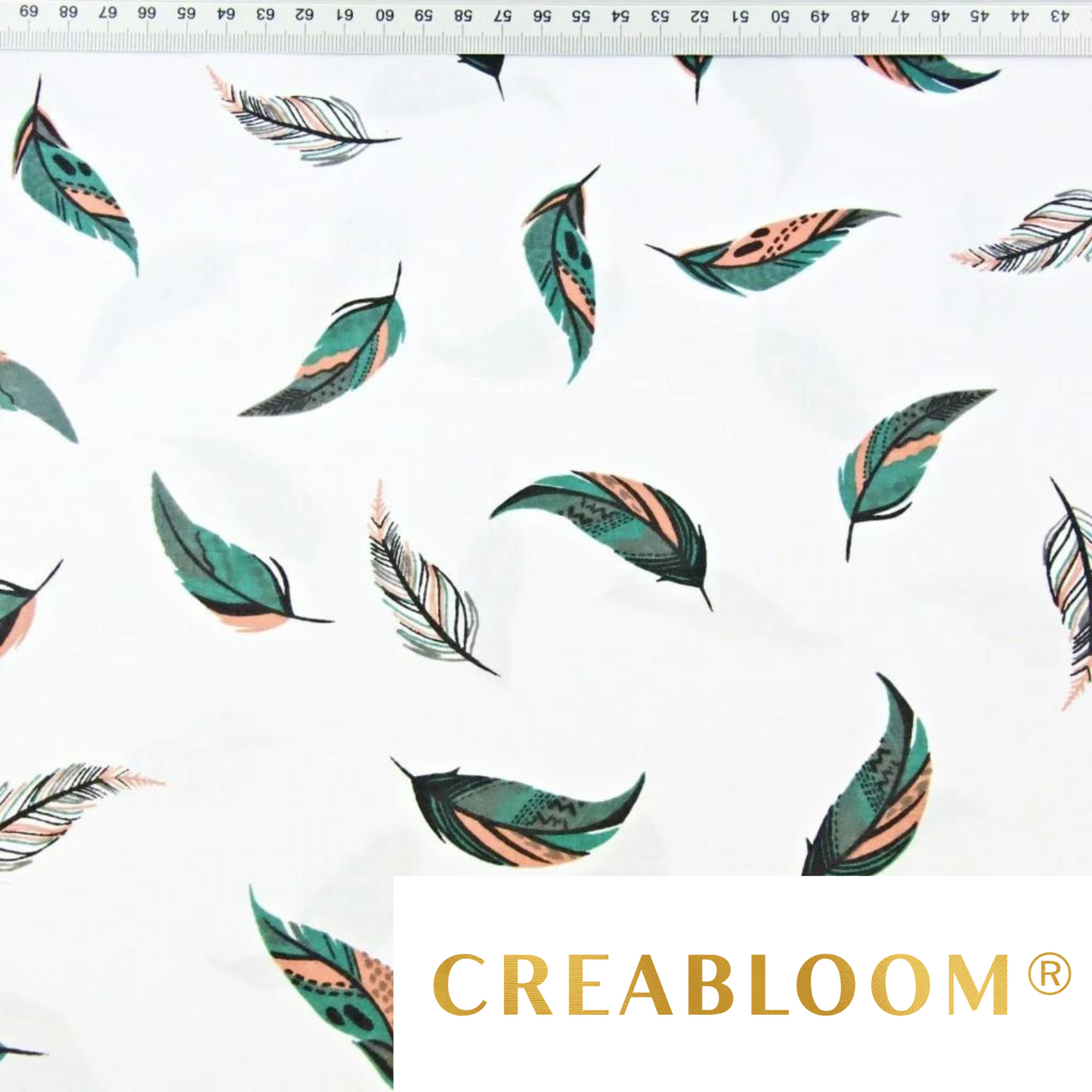 Tissu Coton Motif Plumes