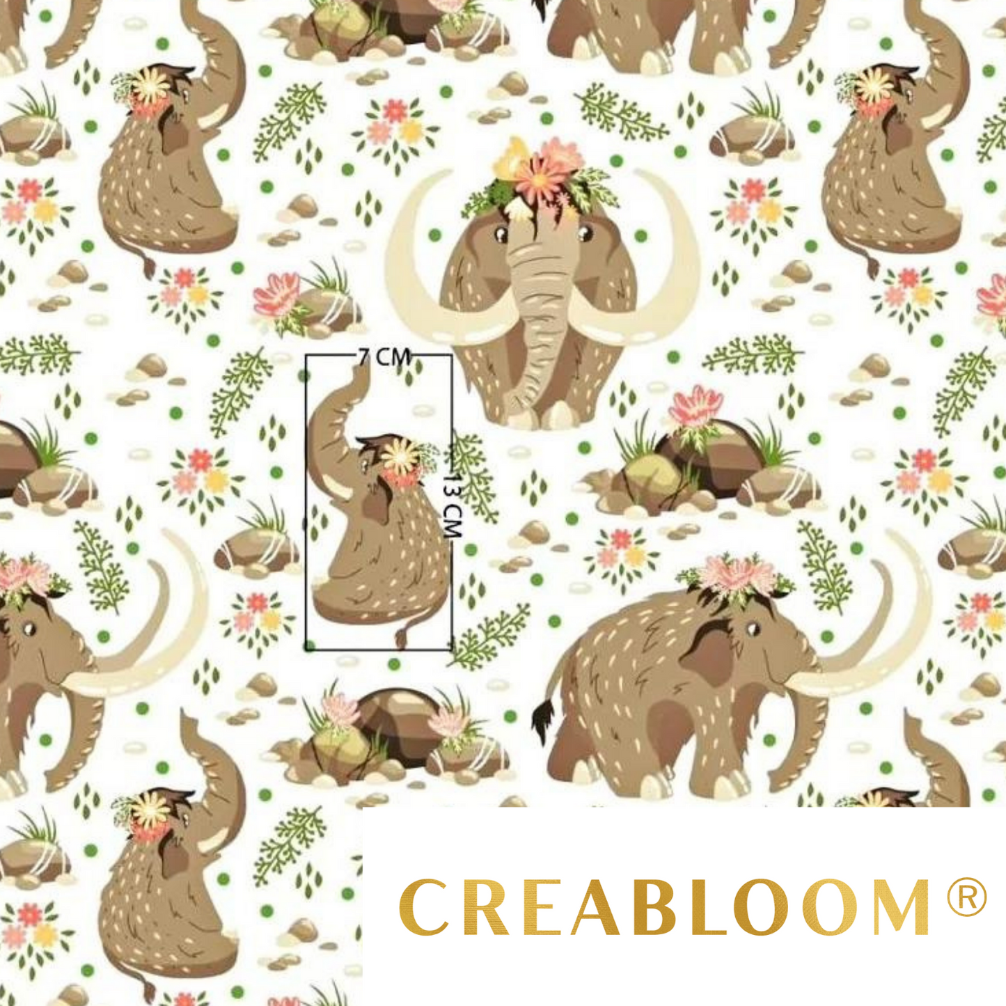 Tissu Coton Motif Mammouth