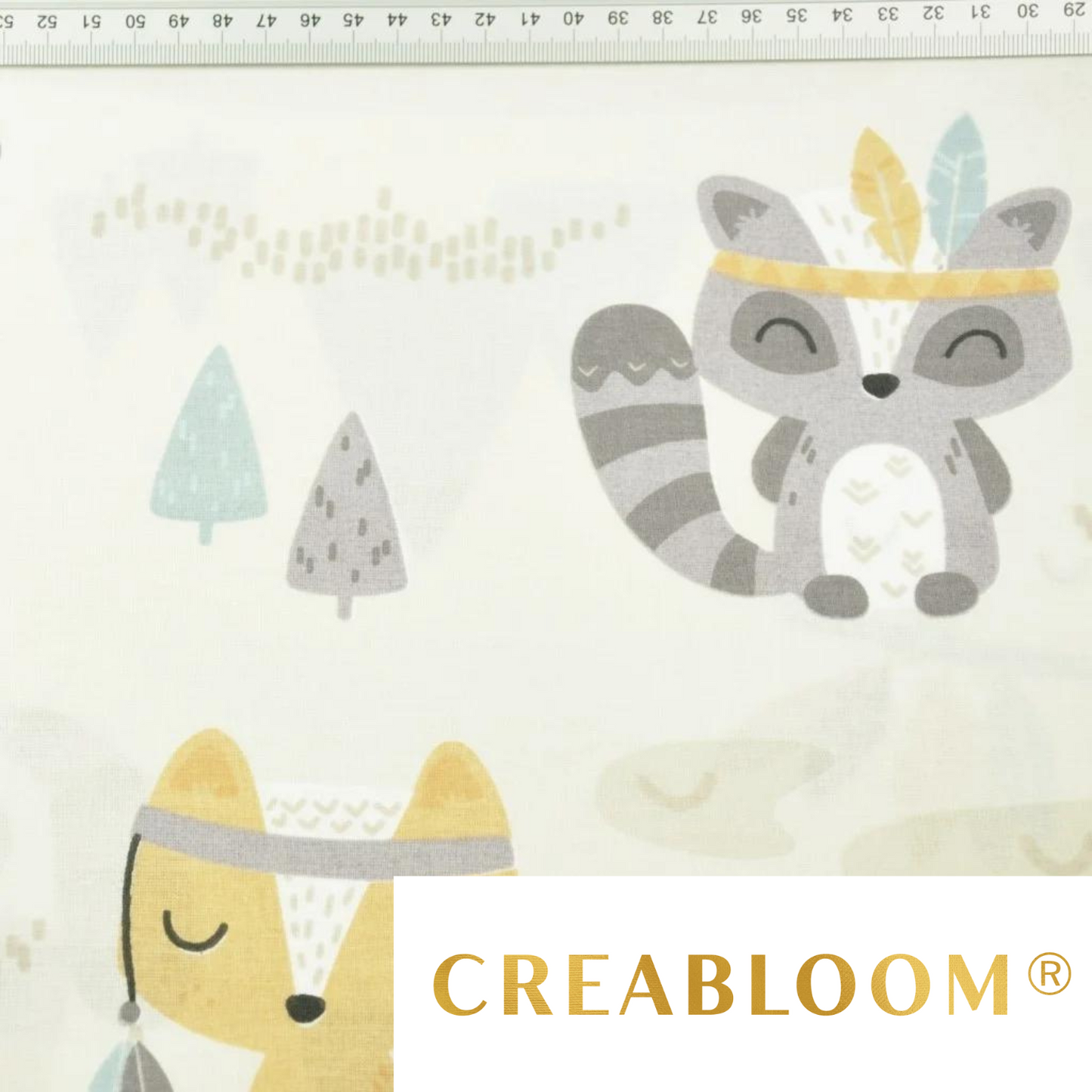 Tissu Coton Motif Animaux Indiens Et Attrape Rêves