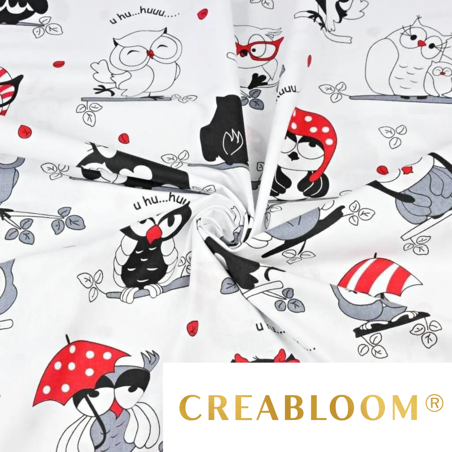 Tissu Coton Motif Hiboux
