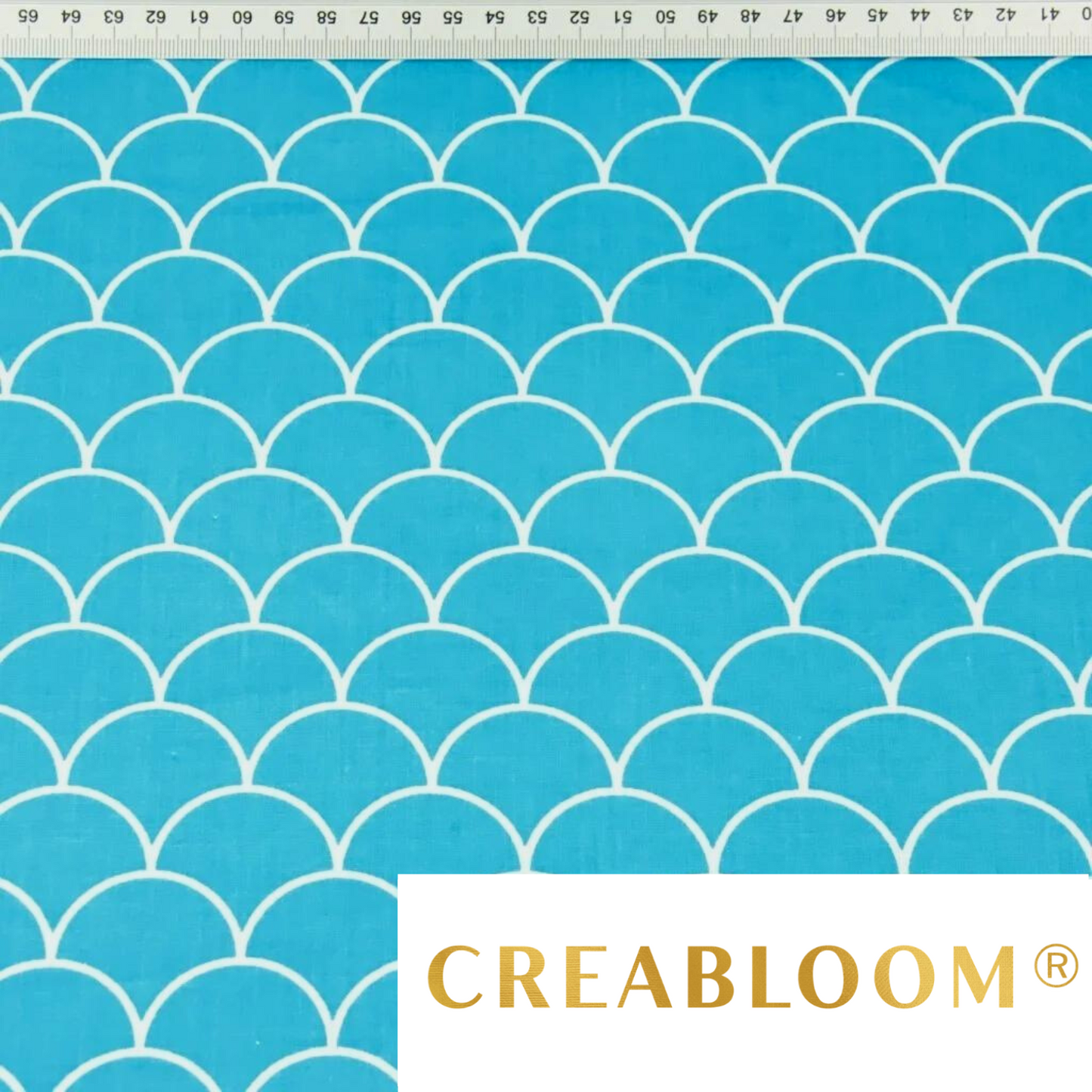 Tissu Coton Imprimé Blanc Et Turquoise