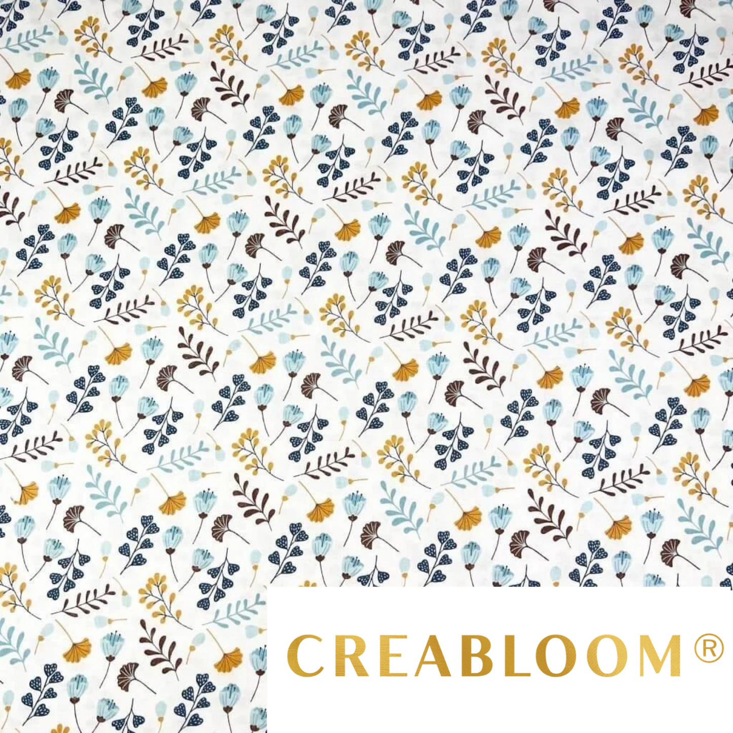 Tissu Coton Motif Fleurs - Bleu