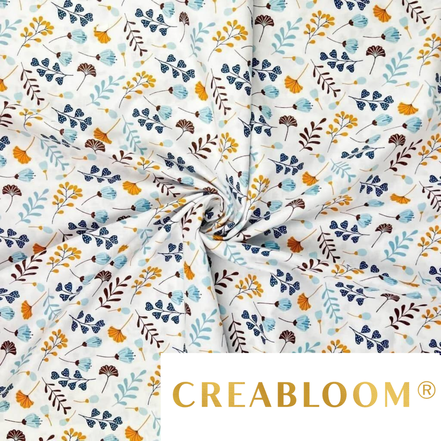 Tissu Coton Motif Fleurs - Bleu