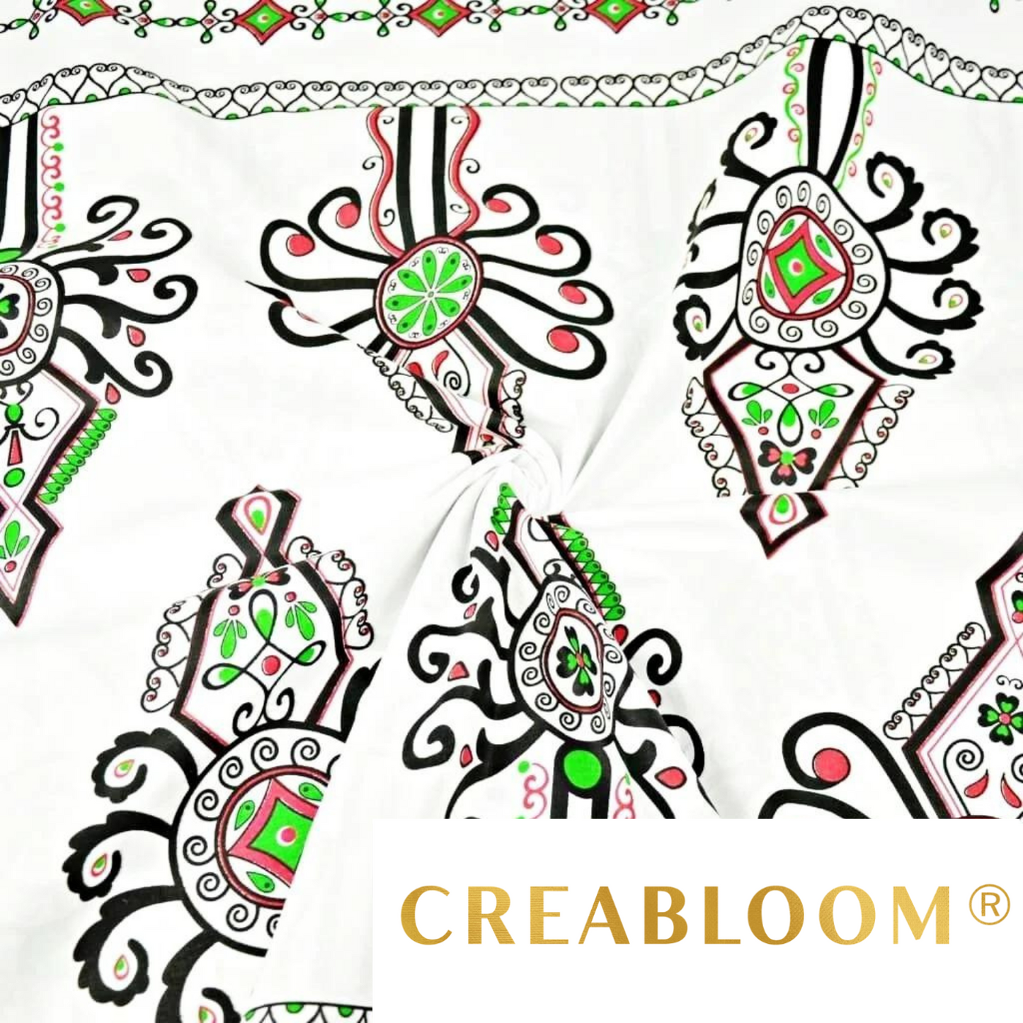 Tissu Coton Motif Vert