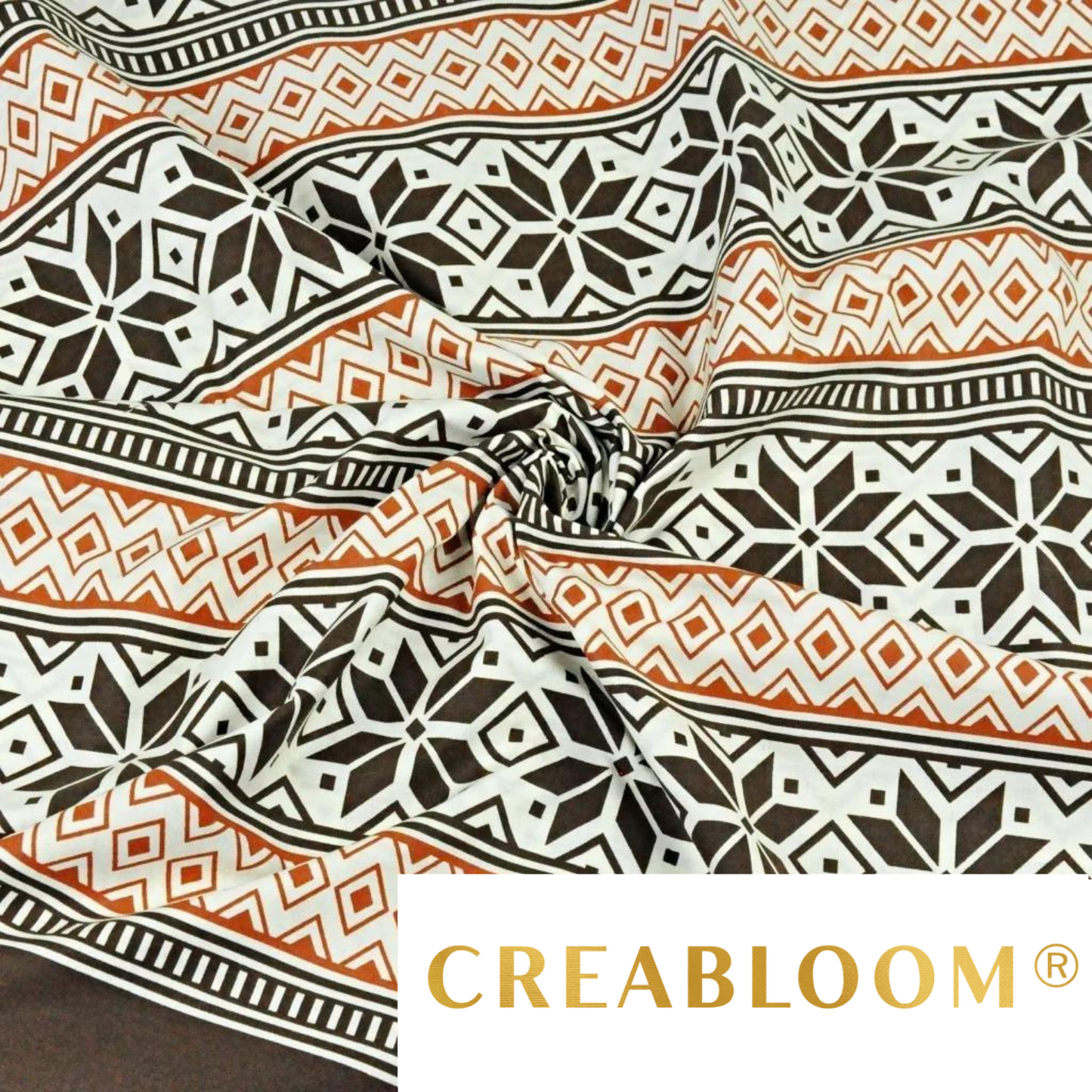 Tissu Coton Imprimé Marron