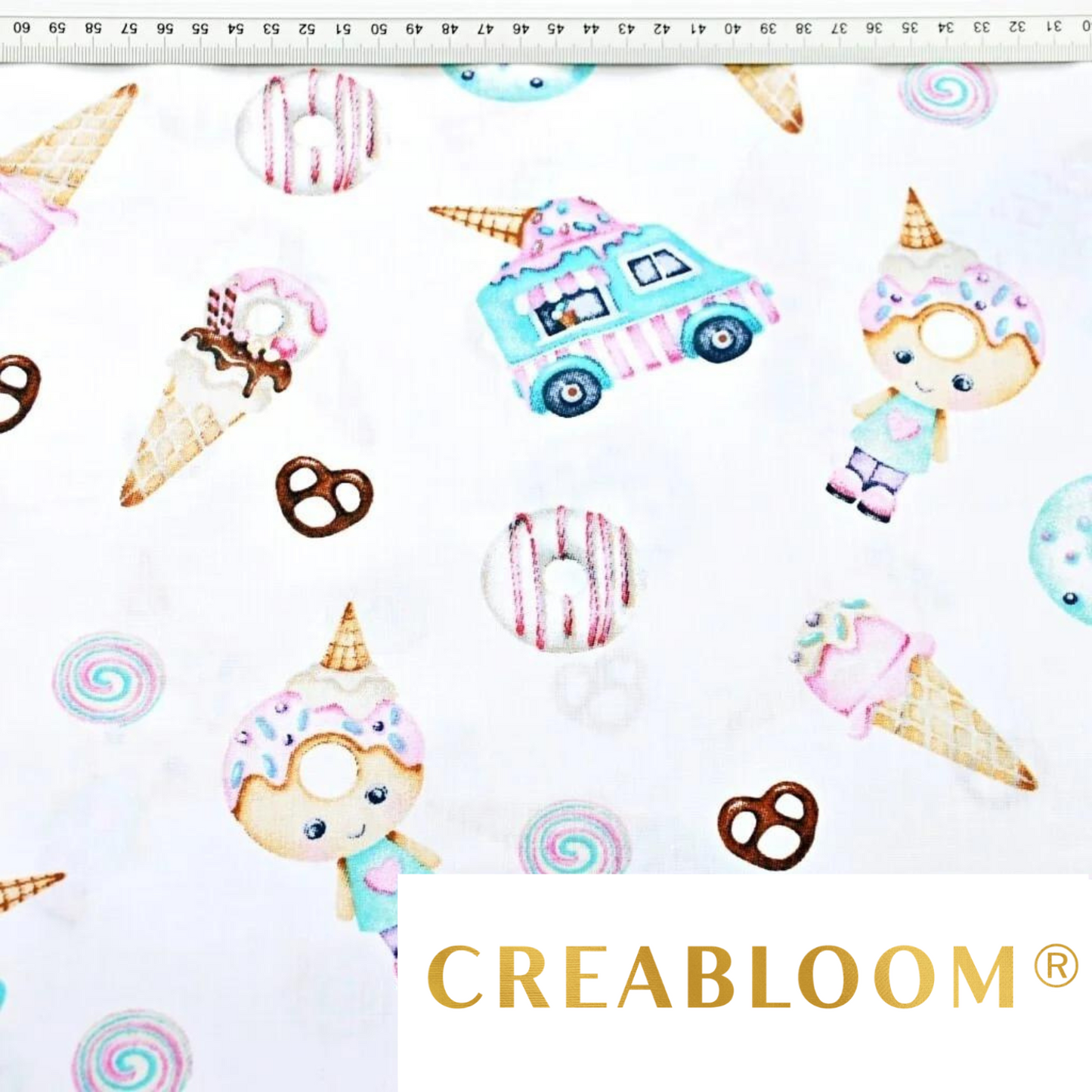 Tissu Coton Motif Donuts Et Glaces