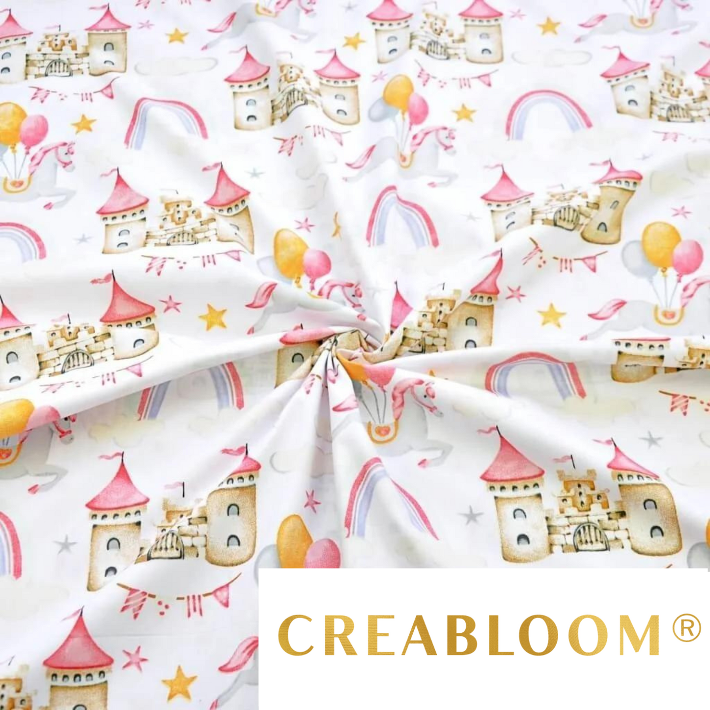 Tissu Coton Motif Châteaux
