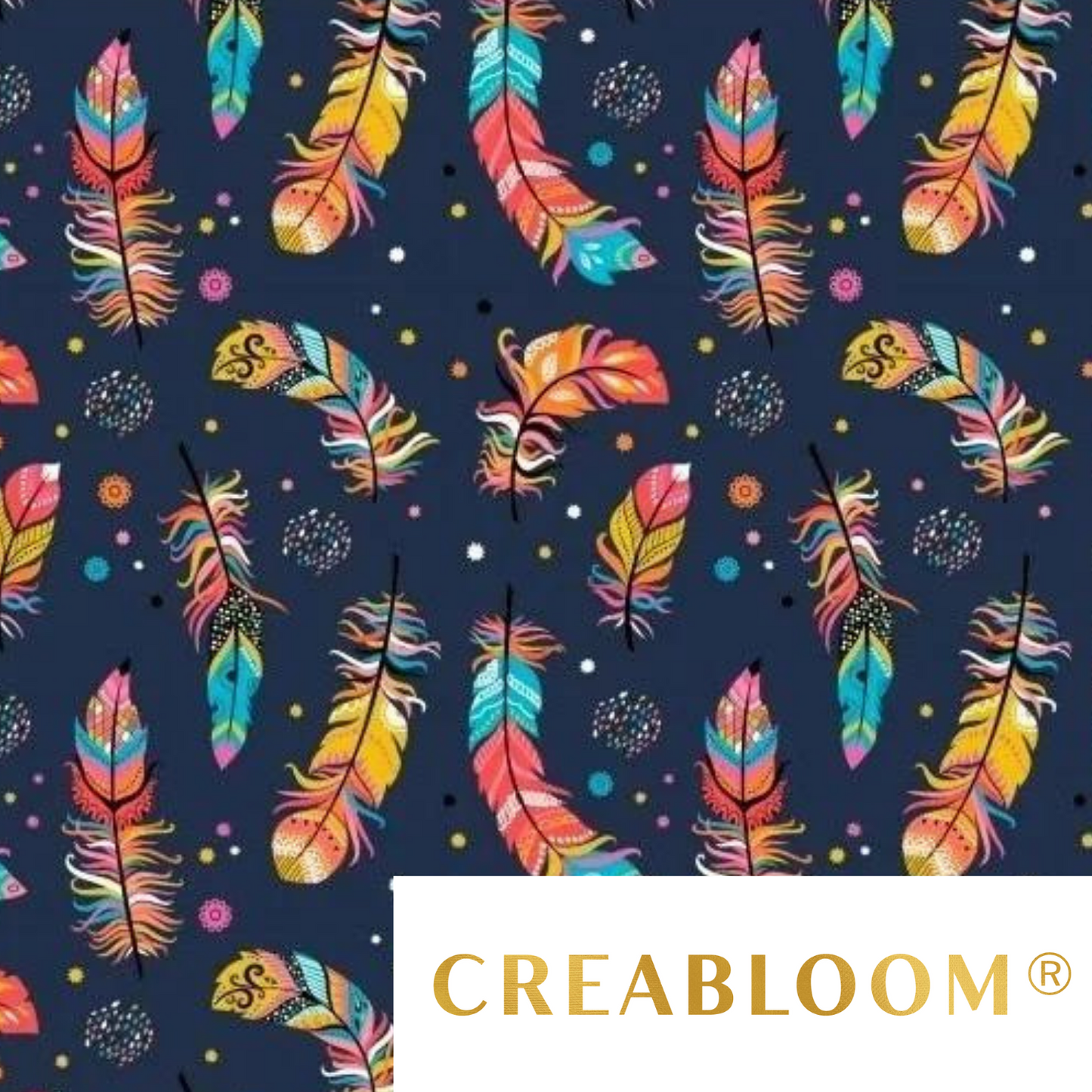 Tissu Coton Motif Plumes
