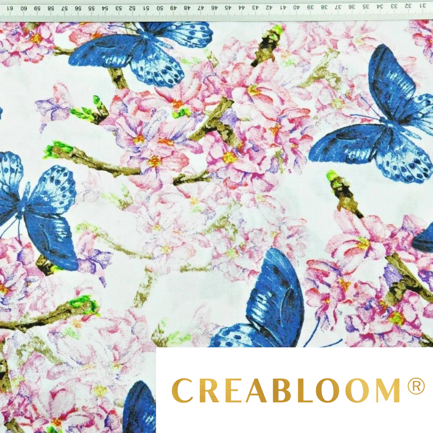 Tissu Coton Motif Fleurs Et Papillons