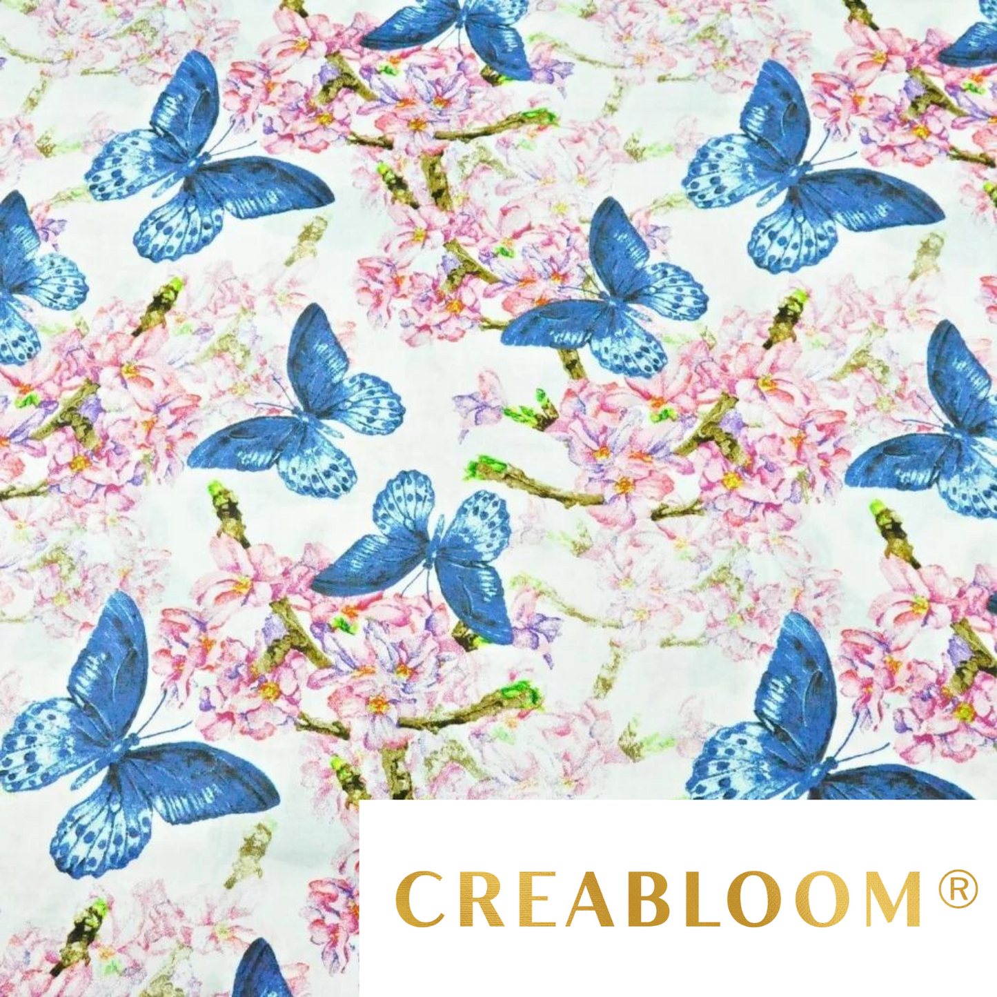 Tissu Coton Motif Fleurs Et Papillons