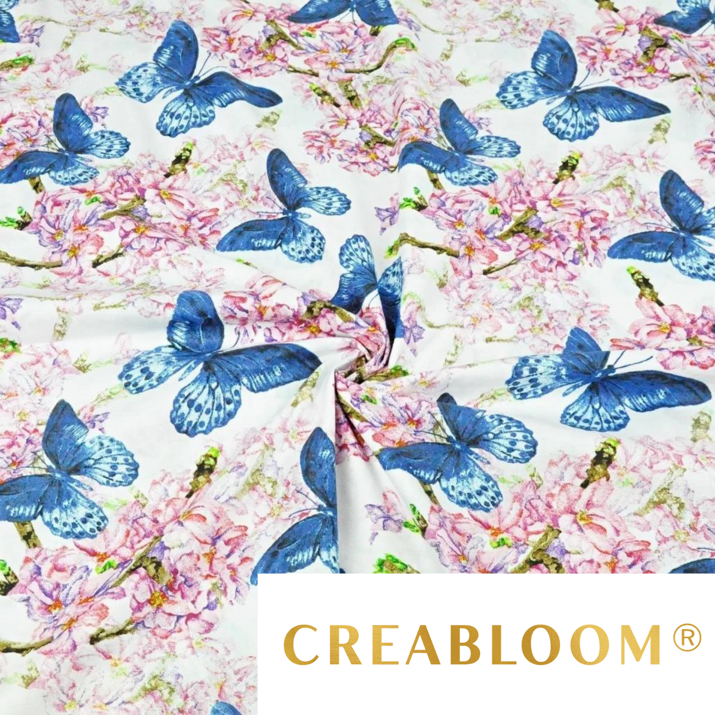Tissu Coton Motif Fleurs Et Papillons