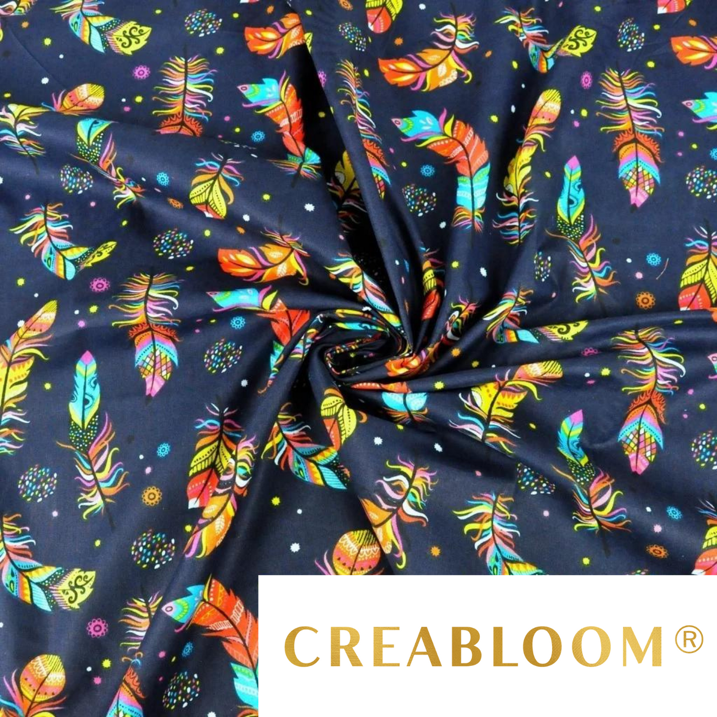 Tissu Coton Motif Plumes