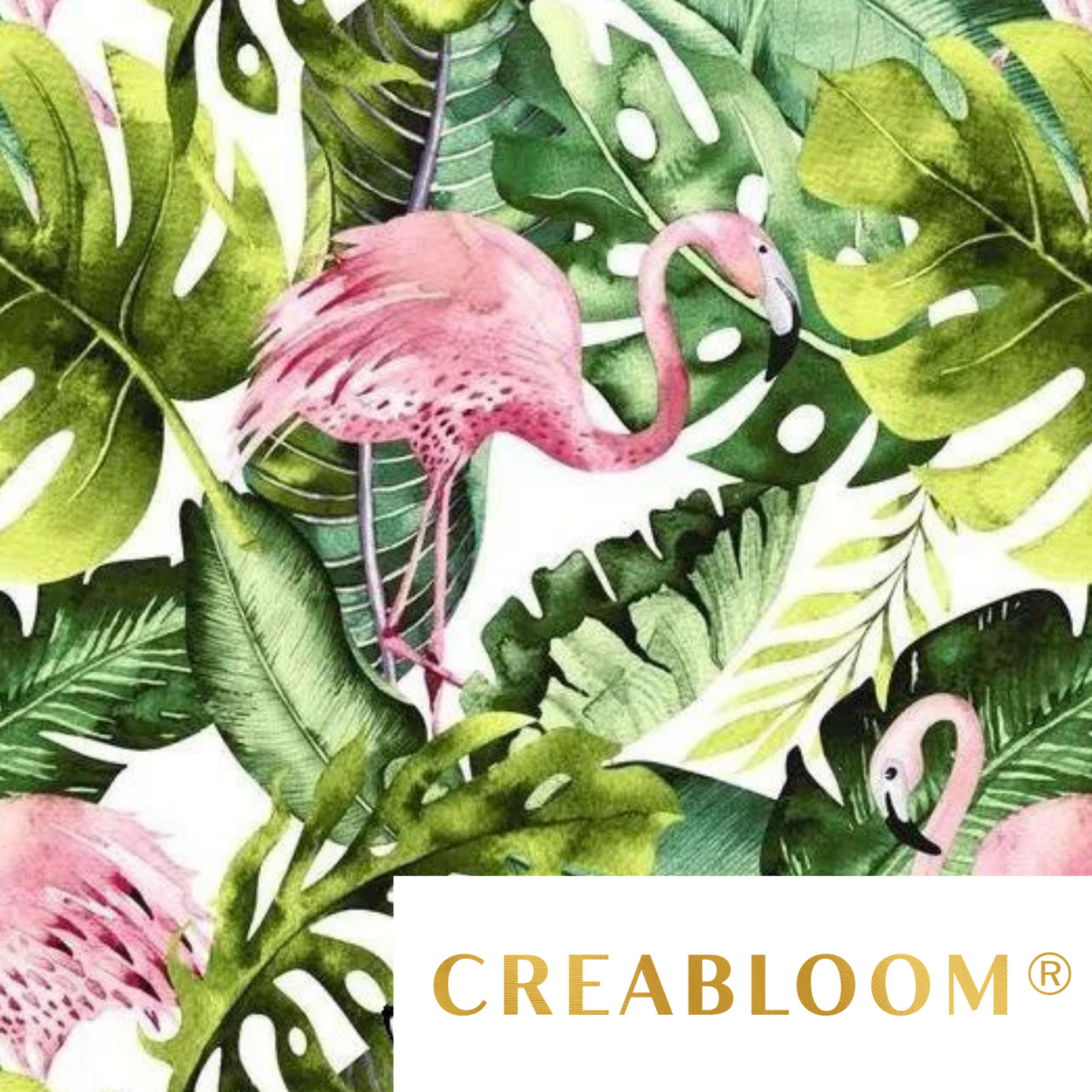 Tissu Coton Motif Flamant Rose Et Plantes
