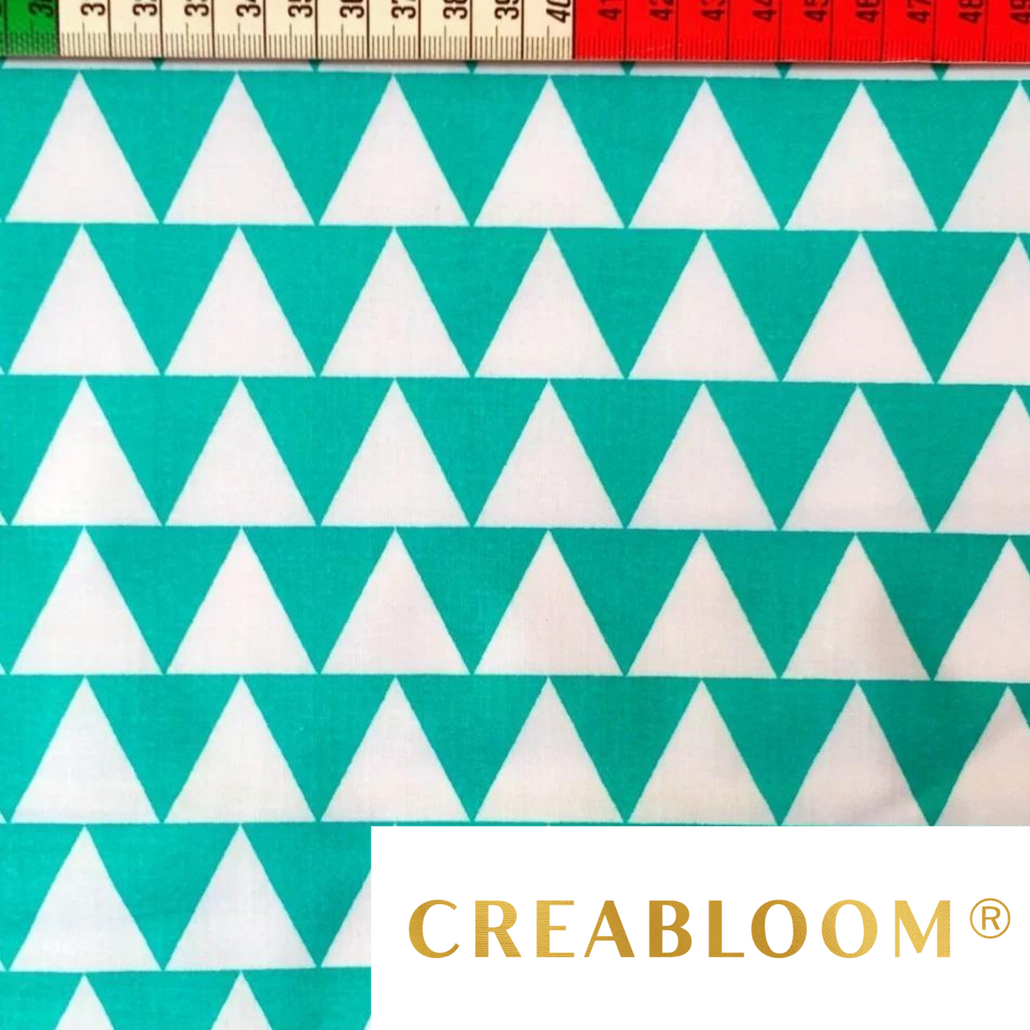 Tissu Coton Imprimé Blanc Et Turquoise