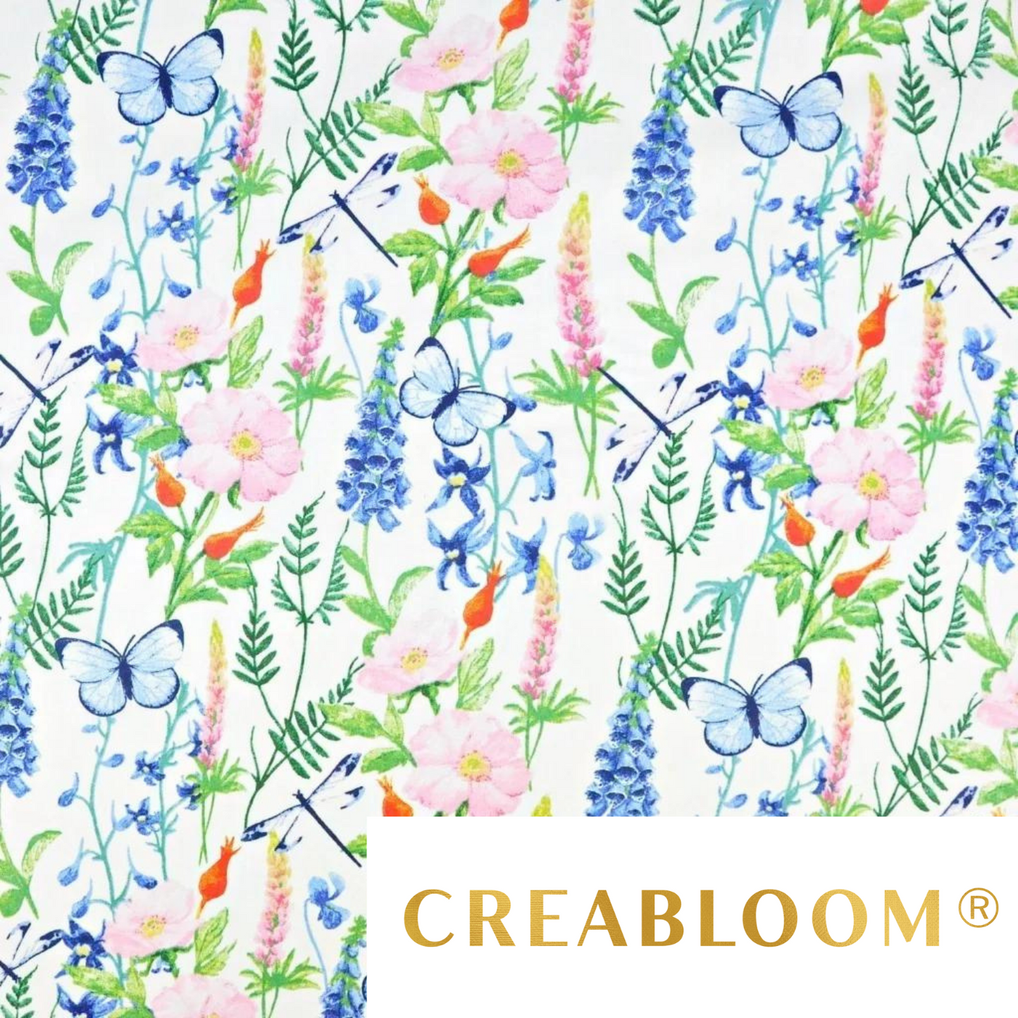 Tissu Coton Motif Fleurs Et Papillons