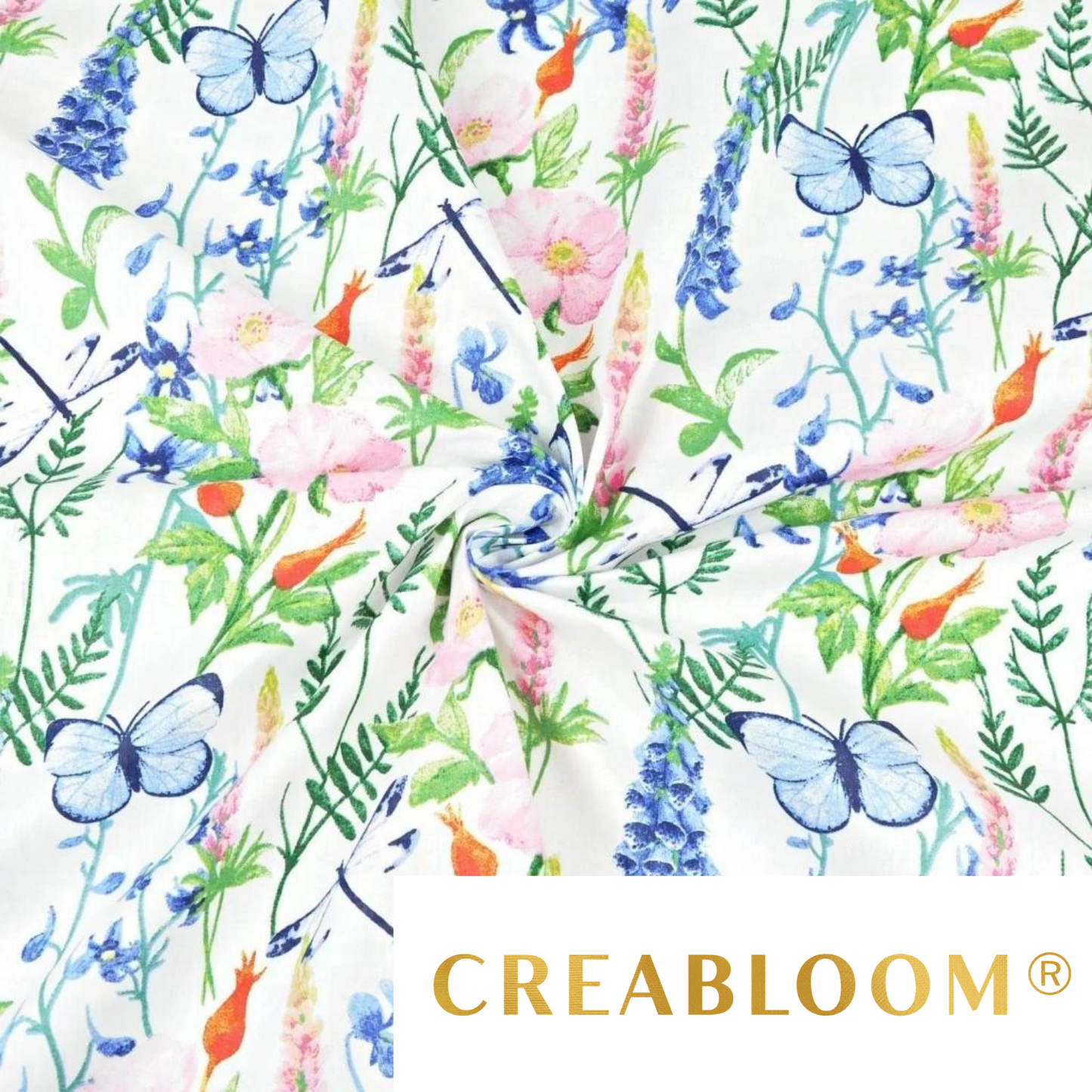 Tissu Coton Motif Fleurs Et Papillons