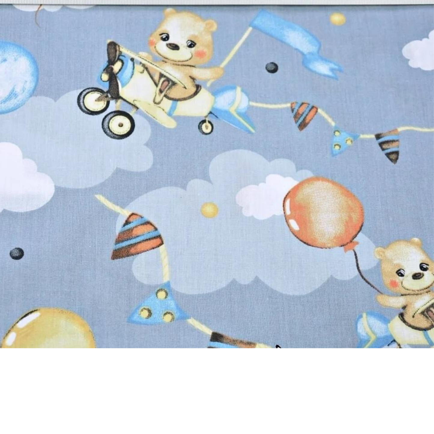 Tissu Coton Motif Oursons Et Avions