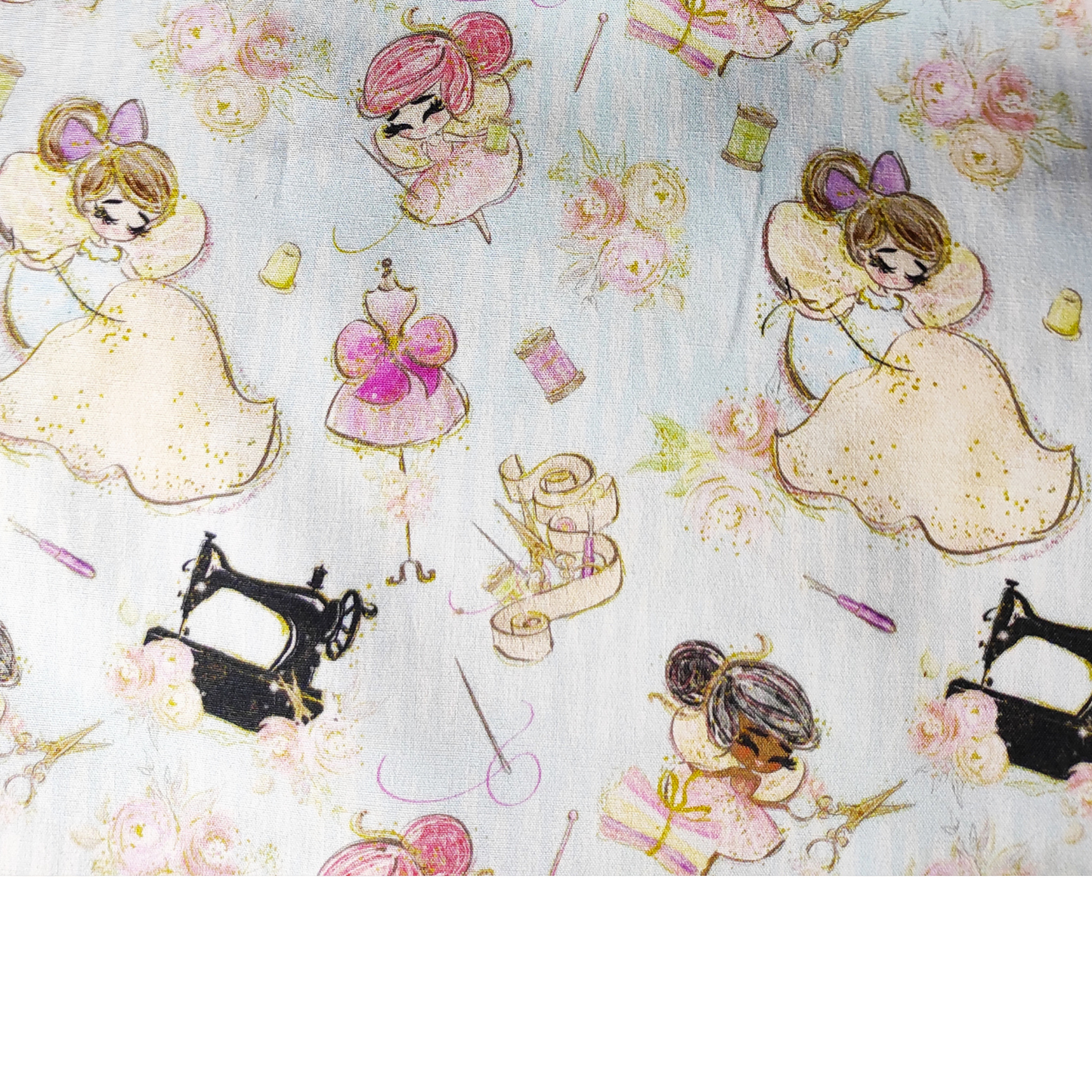 Tissu Coton Motif Couturière