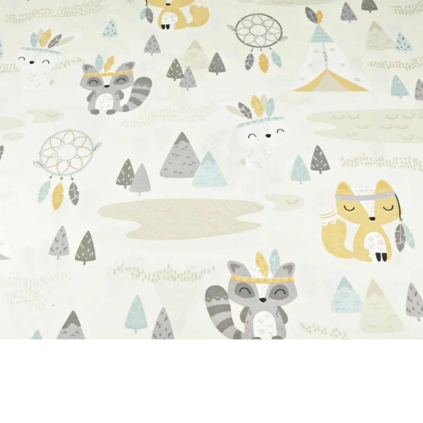 Tissu Coton Motif Animaux Indiens Et Attrape Rêves