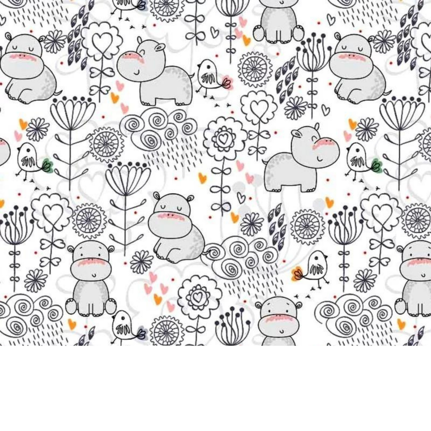 Tissu Coton Motif Hippopotames
