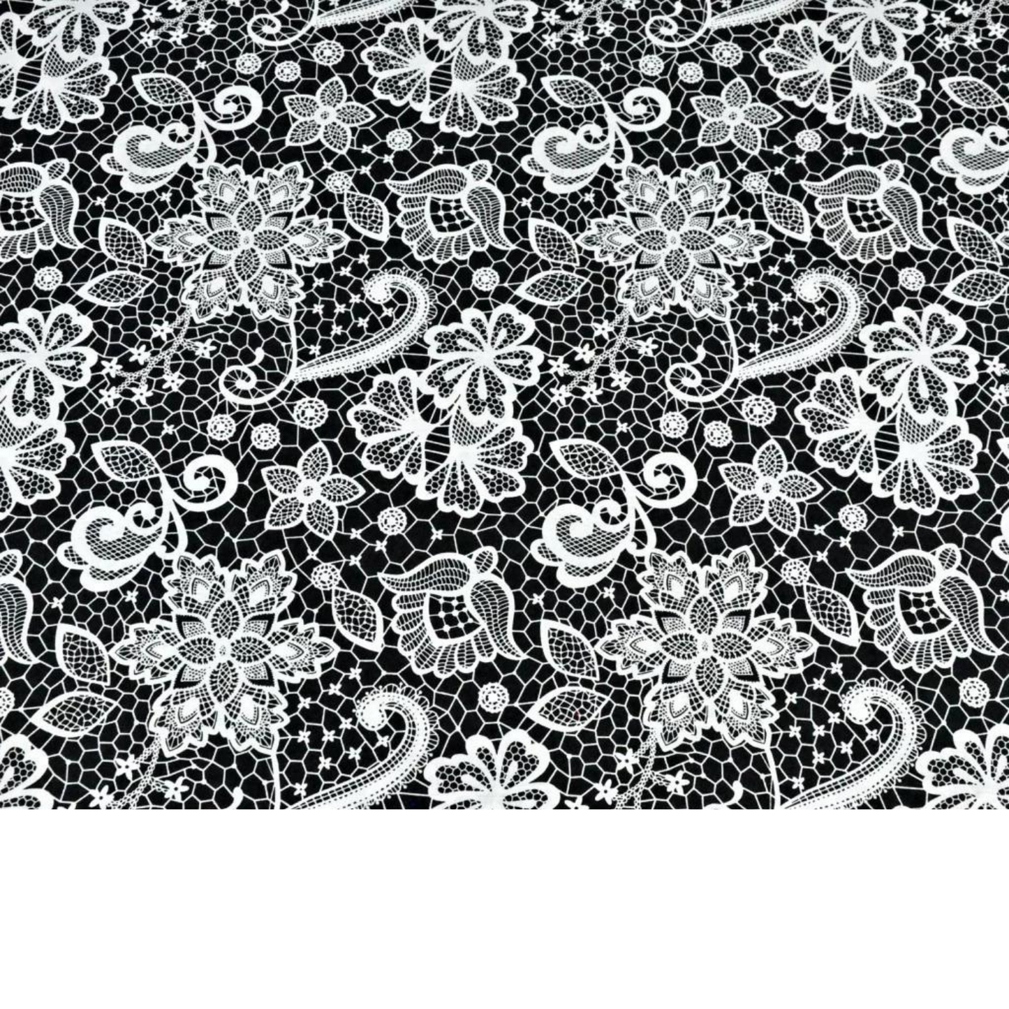 Tissu Coton Motif Fleurs Effet Dentelle