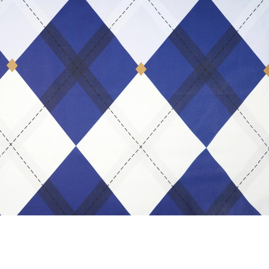 Tissu coton imprimé blanc et bleu